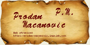 Prodan Macanović vizit kartica